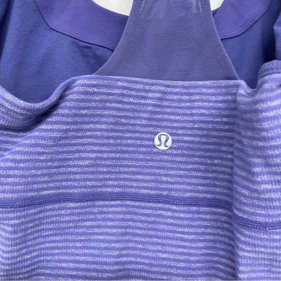 Lululemon Purple Striped T Back Tank Top Womens 8 Athletic Gorpcore Shirt Gym - Picture 3 of 7